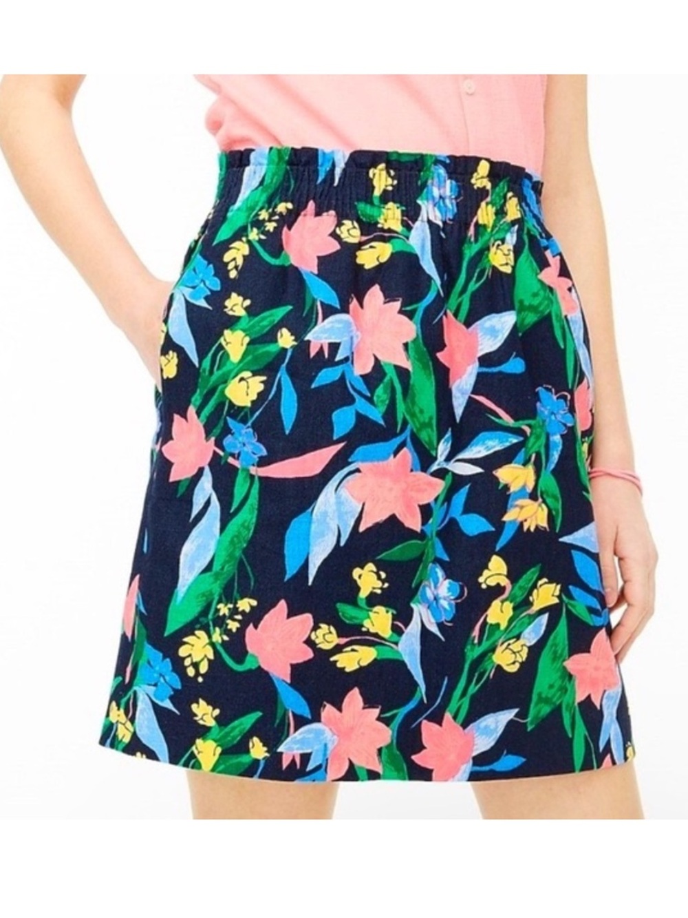 J. Crew Linen-Cotton Blend Floral City Skirt Sz 4